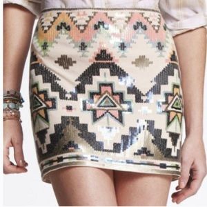 Express Mini Skirt Aztec Sequins